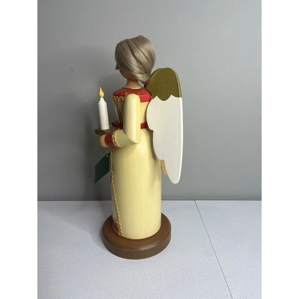 Vtg Erzgebirge Ore Mountain Germany Female‎ Yellow Angel Nutcracker Large